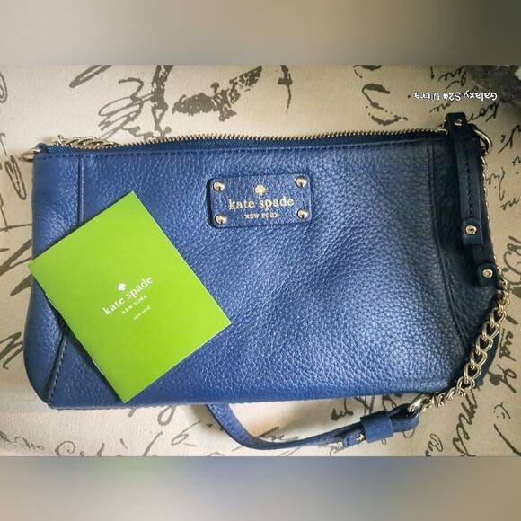Kate Spade ♠️Wellesley Blue Byrd Leather Shoulder Bag Gold Chain NWOT - Picture 5 of 5